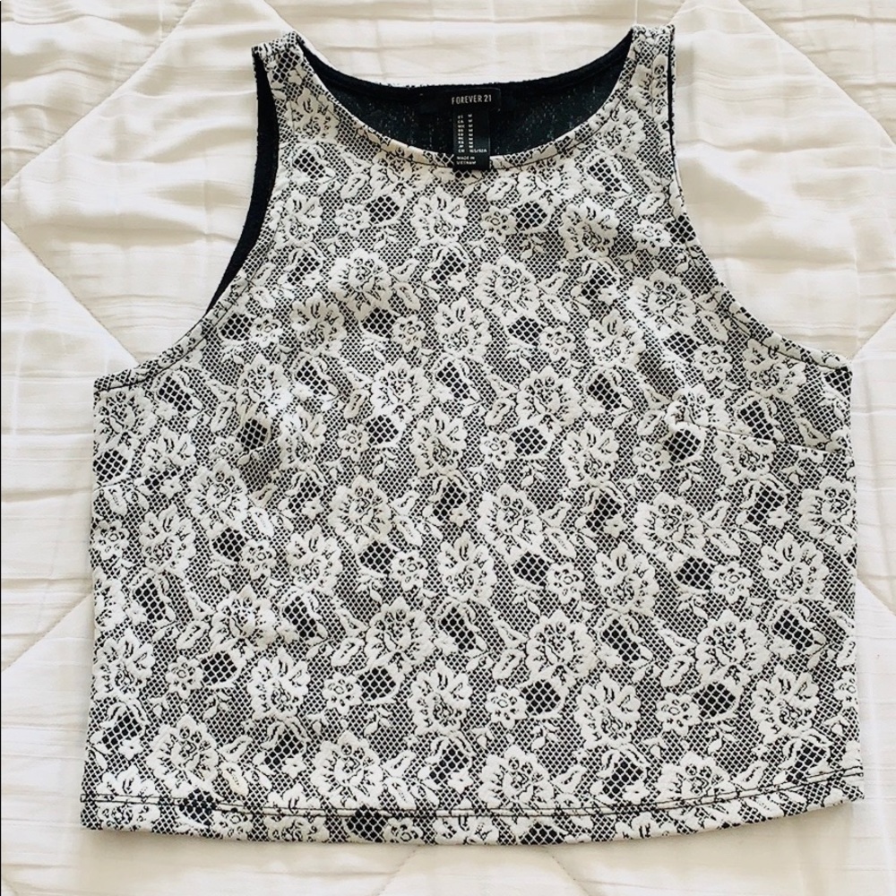 Forever21 White Lace Crop Tanktop